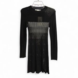 Zara Black and Silver Long Sleeve Sheath Dress
